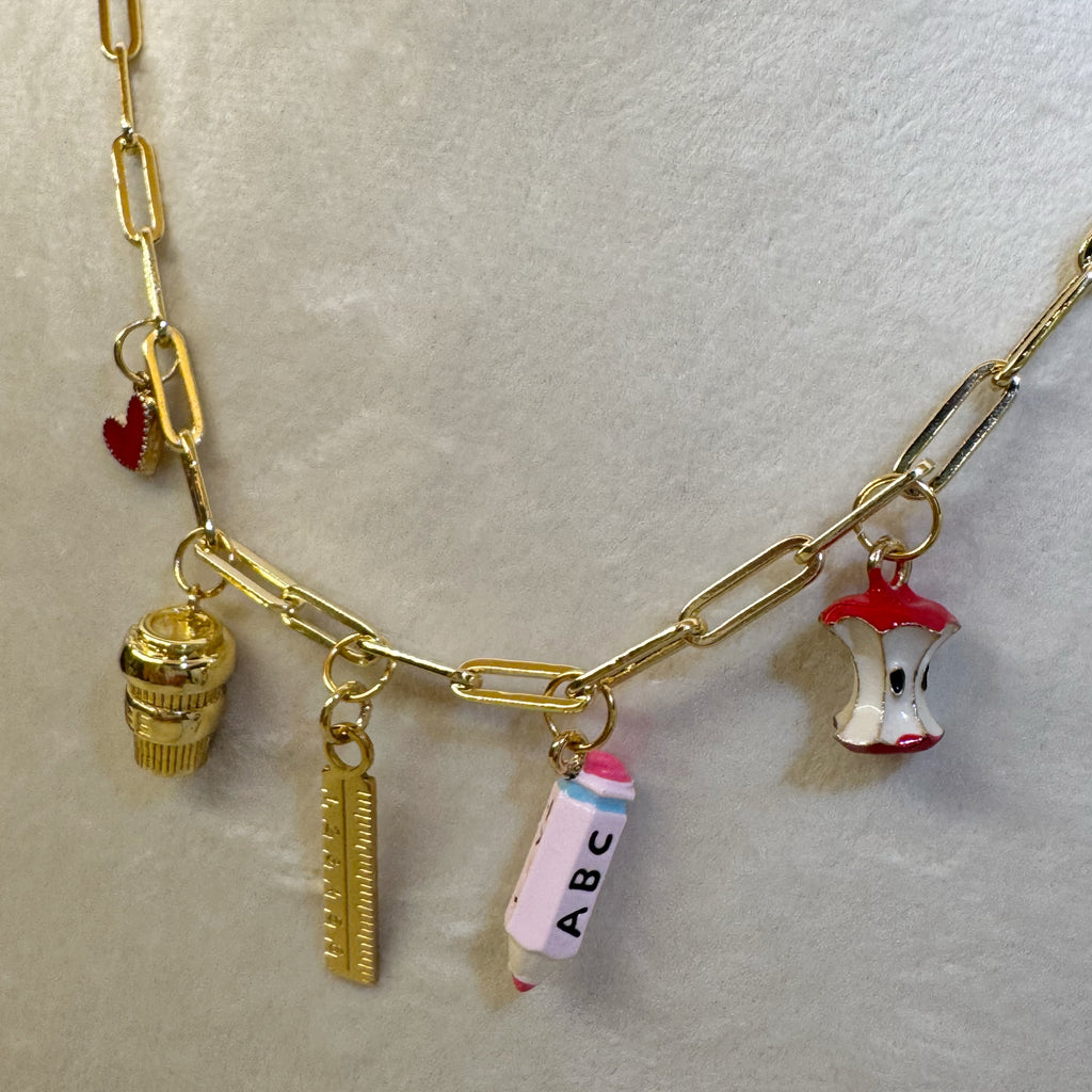 Bless This Classroom — Deluxe Teacher Girlie Charm Necklace