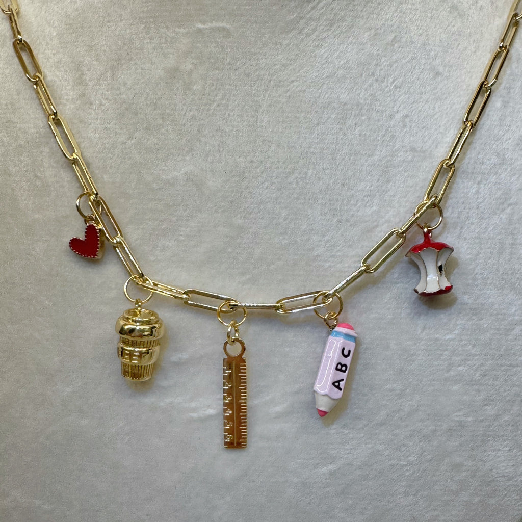 Bless This Classroom — Deluxe Teacher Girlie Charm Necklace